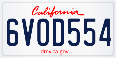 CA license plate 6VOD554