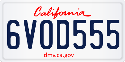 CA license plate 6VOD555