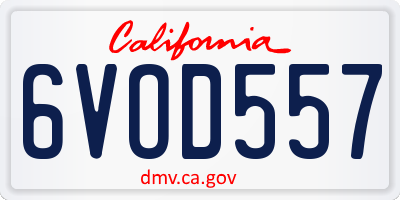 CA license plate 6VOD557