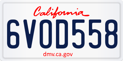CA license plate 6VOD558