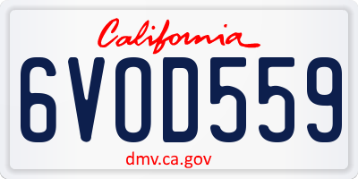 CA license plate 6VOD559