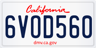 CA license plate 6VOD560
