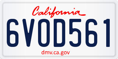 CA license plate 6VOD561