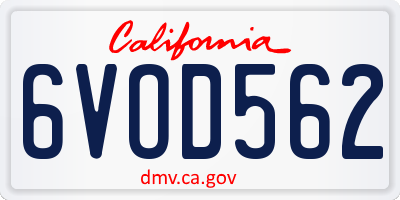CA license plate 6VOD562