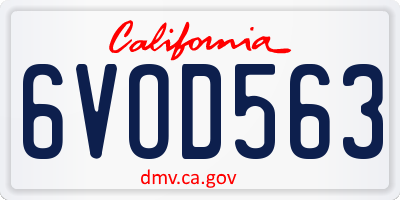 CA license plate 6VOD563