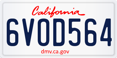 CA license plate 6VOD564