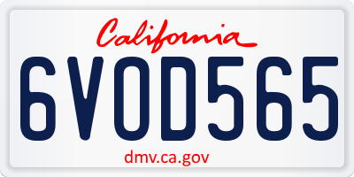 CA license plate 6VOD565
