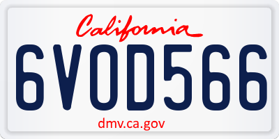 CA license plate 6VOD566