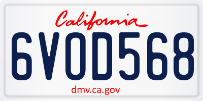 CA license plate 6VOD568