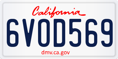CA license plate 6VOD569