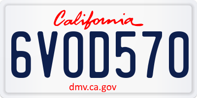 CA license plate 6VOD570