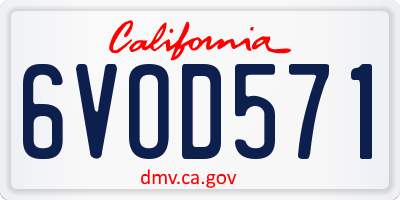 CA license plate 6VOD571