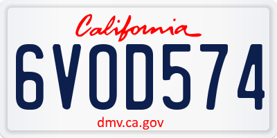 CA license plate 6VOD574