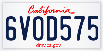 CA license plate 6VOD575