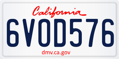 CA license plate 6VOD576