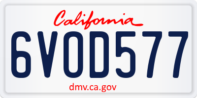 CA license plate 6VOD577
