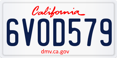 CA license plate 6VOD579