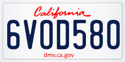 CA license plate 6VOD580