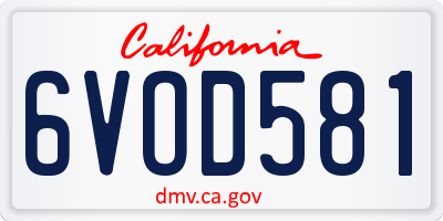 CA license plate 6VOD581
