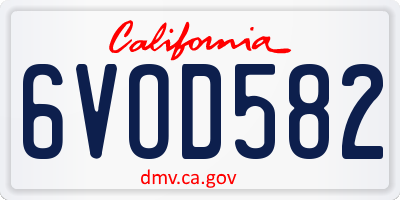 CA license plate 6VOD582