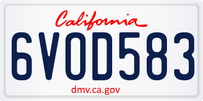 CA license plate 6VOD583