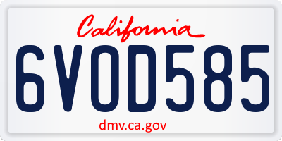 CA license plate 6VOD585