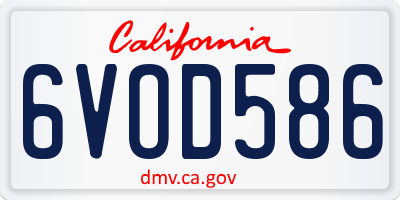 CA license plate 6VOD586