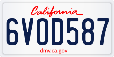 CA license plate 6VOD587
