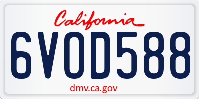 CA license plate 6VOD588