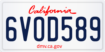 CA license plate 6VOD589