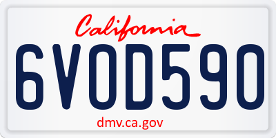 CA license plate 6VOD590