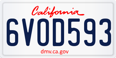 CA license plate 6VOD593