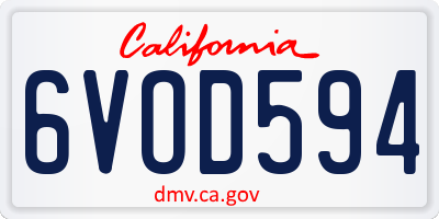 CA license plate 6VOD594