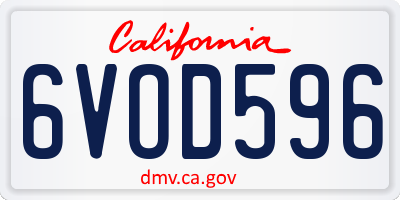 CA license plate 6VOD596