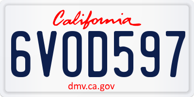 CA license plate 6VOD597