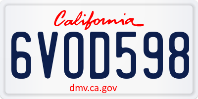 CA license plate 6VOD598