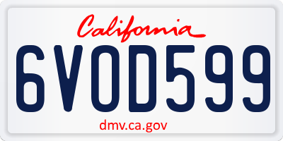 CA license plate 6VOD599