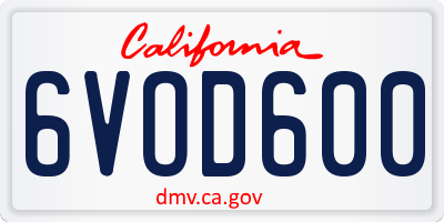 CA license plate 6VOD600