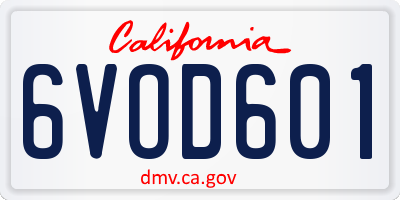 CA license plate 6VOD601
