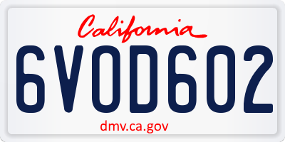 CA license plate 6VOD602