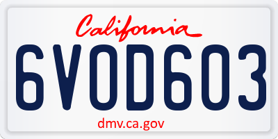 CA license plate 6VOD603