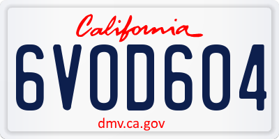 CA license plate 6VOD604