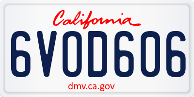 CA license plate 6VOD606