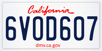 CA license plate 6VOD607