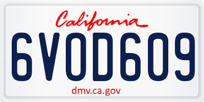 CA license plate 6VOD609