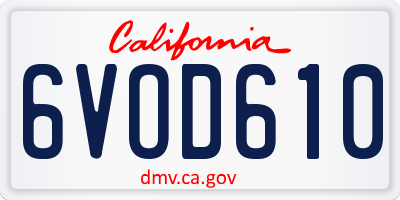 CA license plate 6VOD610
