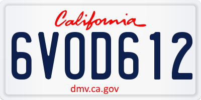 CA license plate 6VOD612