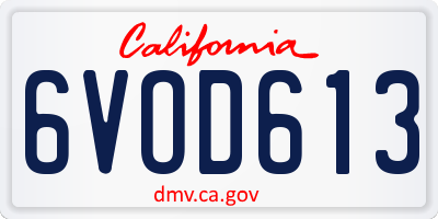 CA license plate 6VOD613