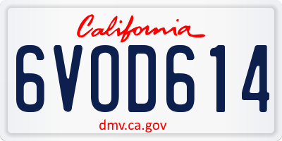 CA license plate 6VOD614