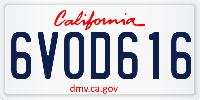 CA license plate 6VOD616